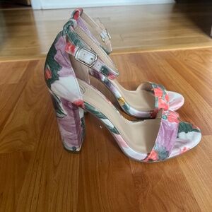 Floral block heels